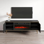 Meuble TV avec cheminée électrique noir/blanc mat – 63"