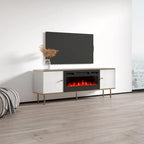 Meuble TV avec cheminée électrique noir/blanc mat – 63"