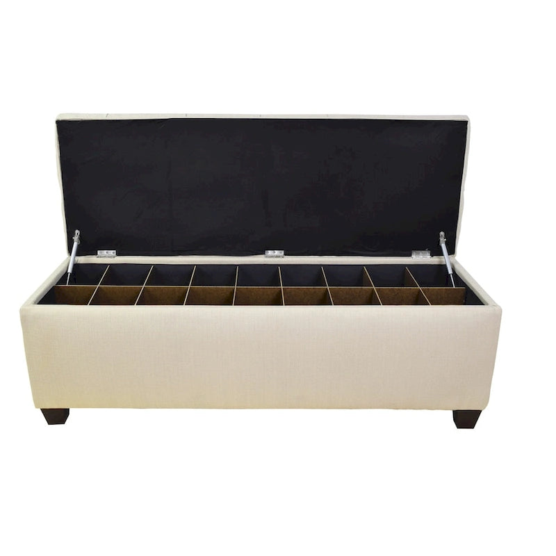 Banc de rangement pour chaussures capitonné beige, 1 place