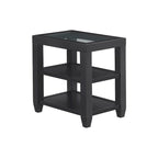 Table d'appoint avec plateau en verre noir/blanc, 2 étagères, simple