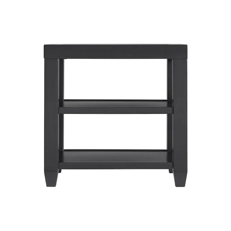 Table d'appoint avec plateau en verre noir/blanc, 2 étagères, simple