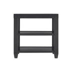 Table d'appoint avec plateau en verre noir/blanc, 2 étagères, simple