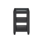 Table d'appoint avec plateau en verre noir/blanc, 2 étagères, simple