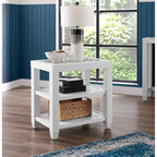 Table d'appoint avec plateau en verre noir/blanc, 2 étagères, simple
