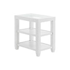Table d'appoint avec plateau en verre noir/blanc, 2 étagères, simple