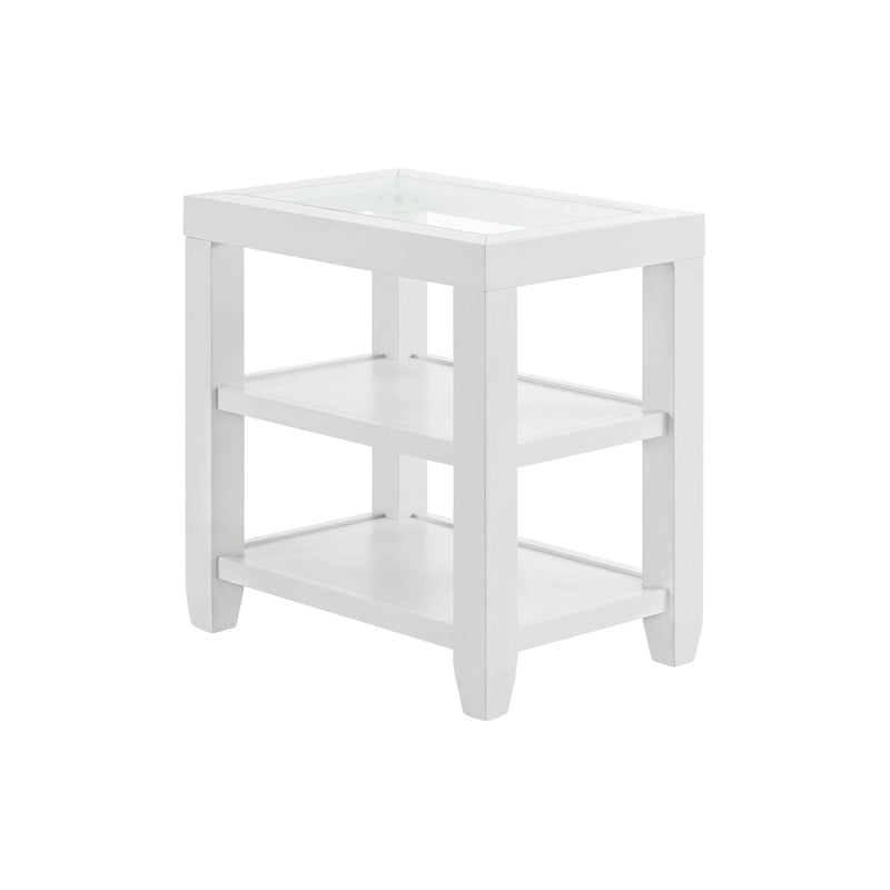 Table d'appoint avec plateau en verre noir/blanc, 2 étagères, simple