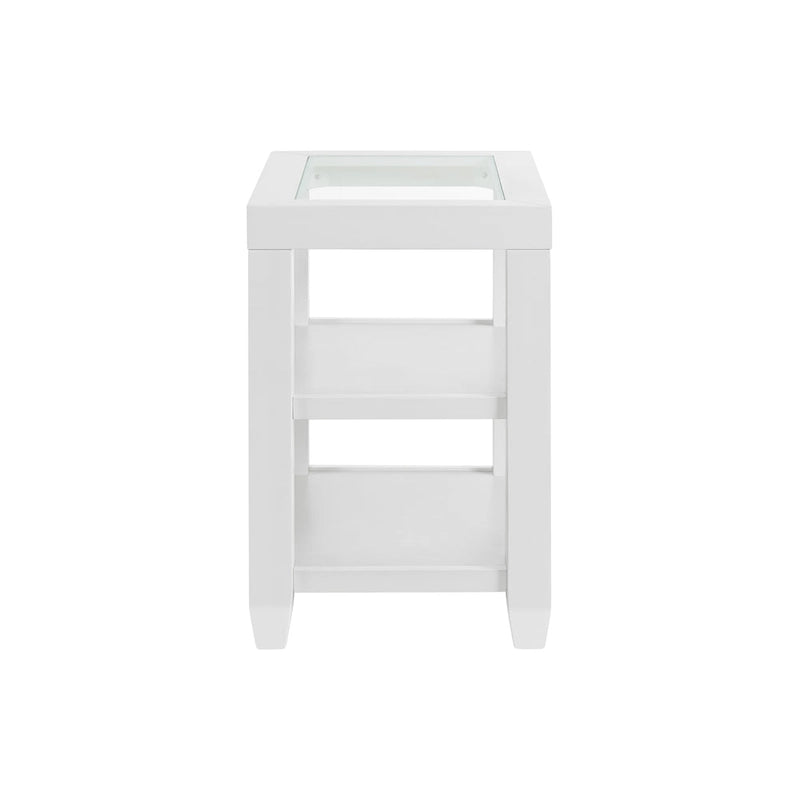 Table d'appoint avec plateau en verre noir/blanc, 2 étagères, simple