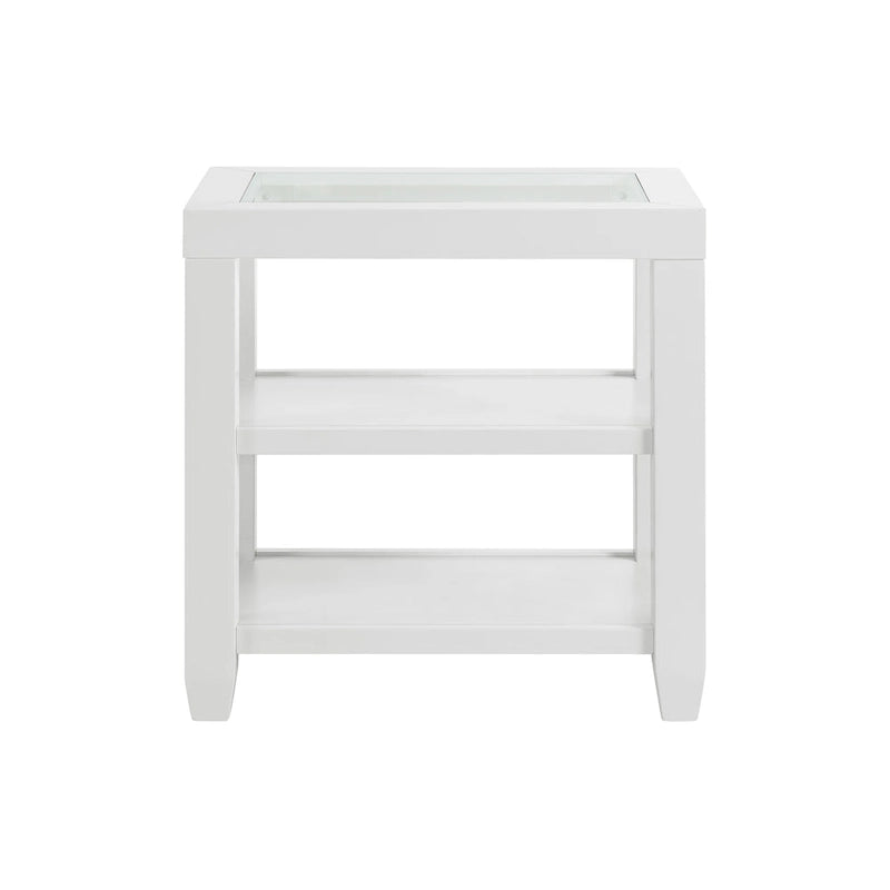 Table d'appoint avec plateau en verre noir/blanc, 2 étagères, simple