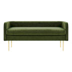 Banc en velours, crème et vert, style incurvé, 1 place
