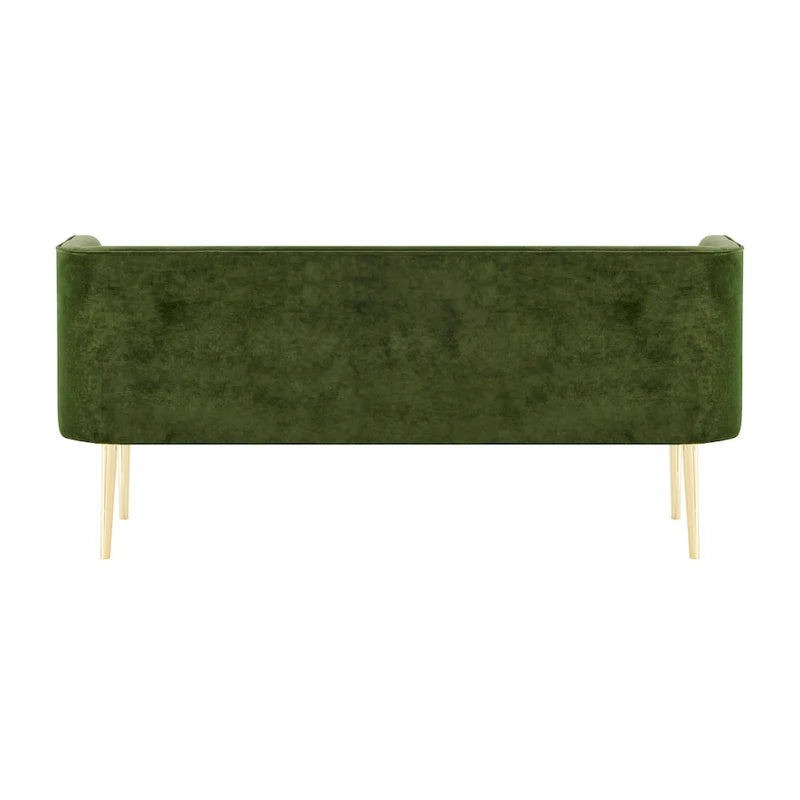 Banc en velours, crème et vert, style incurvé, 1 place