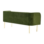 Banc en velours, crème et vert, style incurvé, 1 place