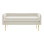 Banc en velours, crème et vert, style incurvé, 1 place