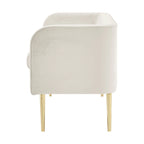 Banc en velours, crème et vert, style incurvé, 1 place