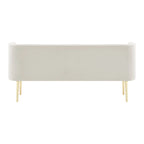 Banc en velours, crème et vert, style incurvé, 1 place