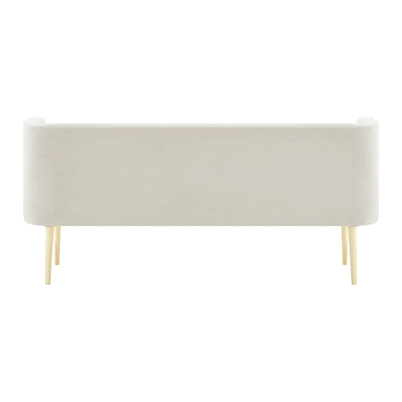 Banc en velours, crème et vert, style incurvé, 1 place