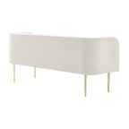Banc en velours, crème et vert, style incurvé, 1 place