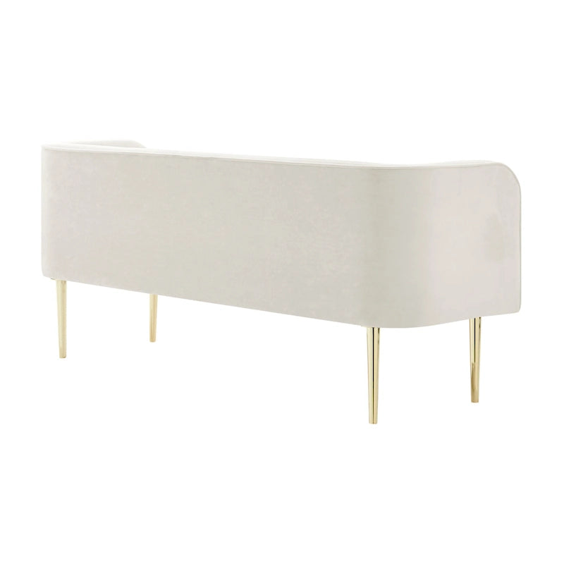 Banc en velours, crème et vert, style incurvé, 1 place