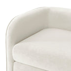 Banc en velours, crème et vert, style incurvé, 1 place