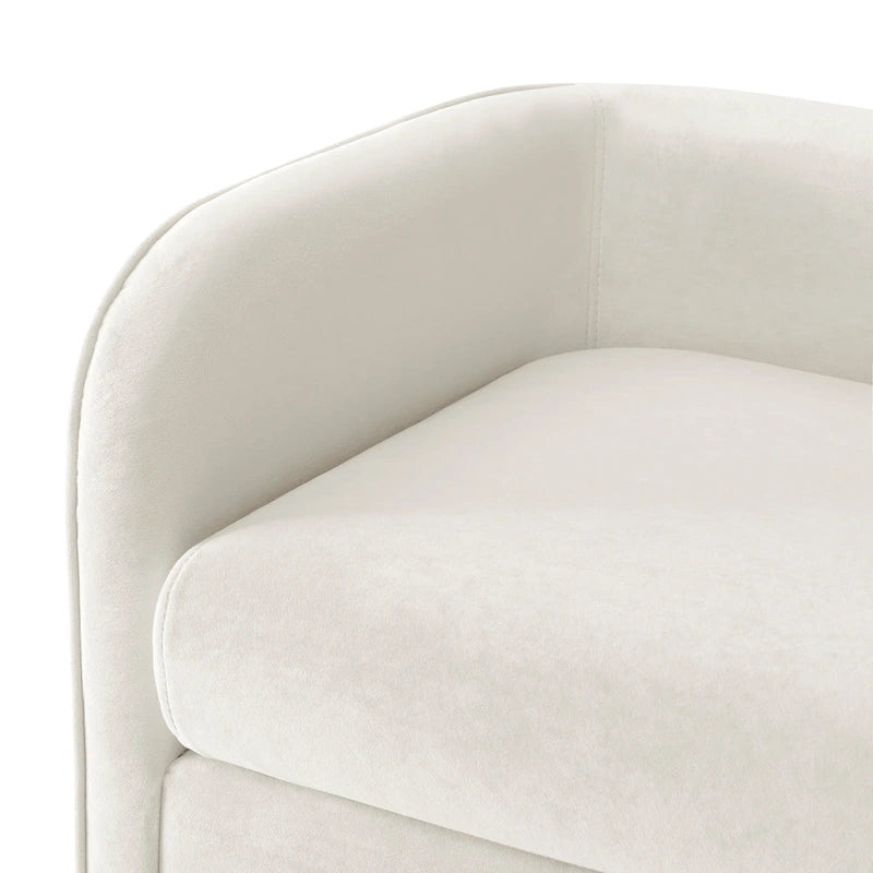 Banc en velours, crème et vert, style incurvé, 1 place