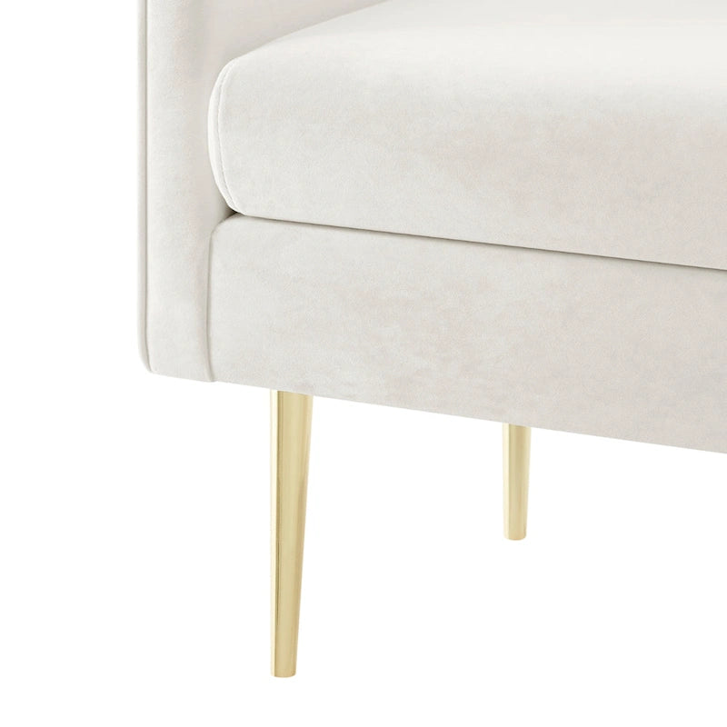 Banc en velours, crème et vert, style incurvé, 1 place