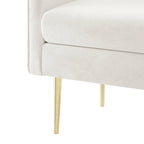 Banc en velours, crème et vert, style incurvé, 1 place
