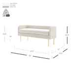 Banc en velours, crème et vert, style incurvé, 1 place