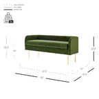 Banc en velours, crème et vert, style incurvé, 1 place
