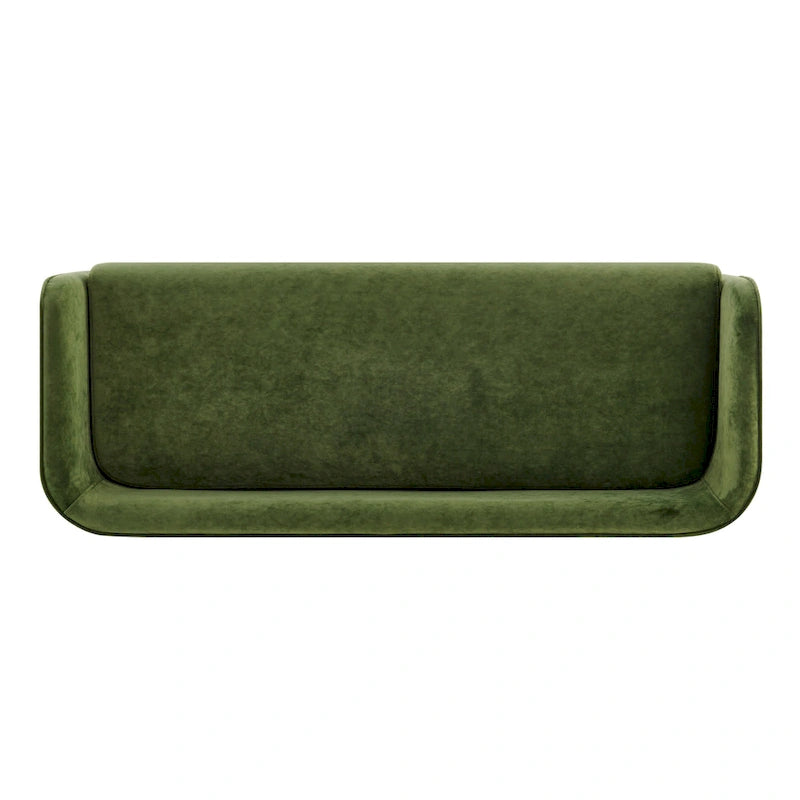 Banc en velours, crème et vert, style incurvé, 1 place