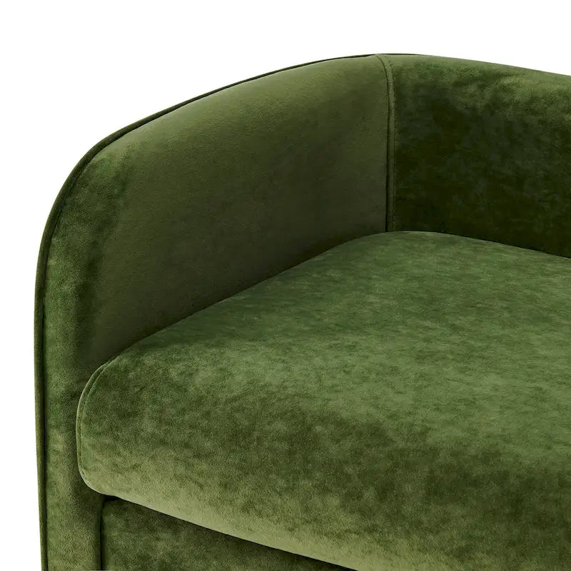 Banc en velours, crème et vert, style incurvé, 1 place
