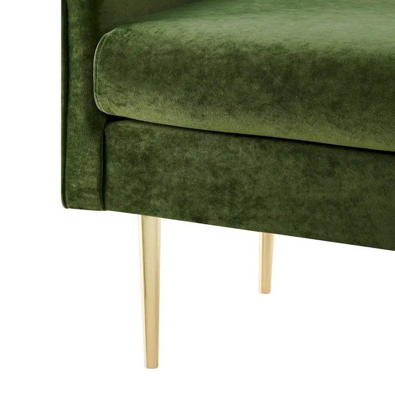 Banc en velours, crème et vert, style incurvé, 1 place