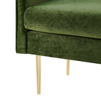 Banc en velours, crème et vert, style incurvé, 1 place