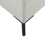 Banc de rangement en tissu gris tressé et similicuir caramel avec pieds en métal noir – 2 places