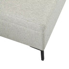 Banc de rangement en tissu gris tressé et similicuir caramel avec pieds en métal noir – 2 places