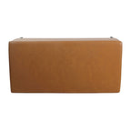 Banc de rangement en tissu gris tressé et similicuir caramel avec pieds en métal noir – 2 places