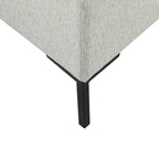 Banc de rangement en tissu gris tressé et similicuir caramel avec pieds en métal noir – 2 places