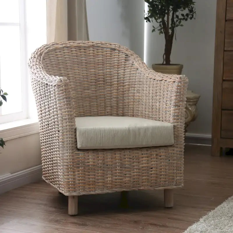 Fauteuil en rotin naturel/gris, une place