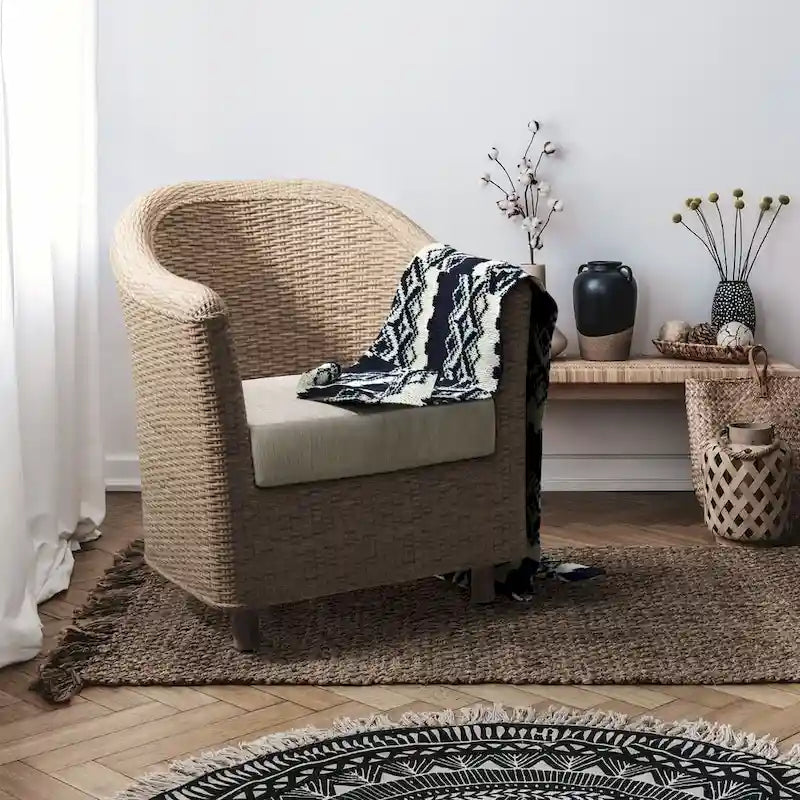 Fauteuil en rotin naturel/gris, une place