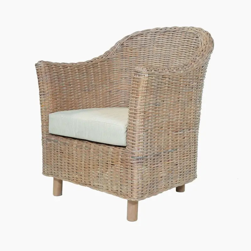 Fauteuil en rotin naturel/gris, une place