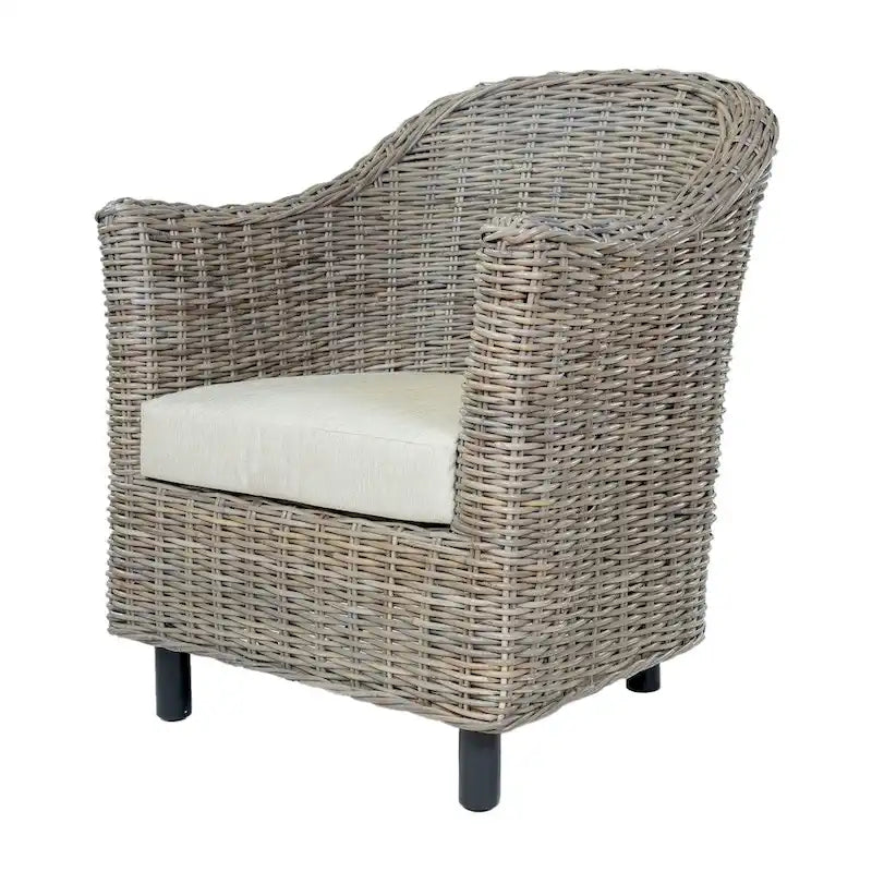 Fauteuil en rotin naturel/gris, une place