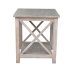 Table d'appoint en bois massif avec étagère – Non finie / Gris taupe délavé / Blanc / Expresso, 1 pièce