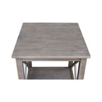 Table d'appoint en bois massif avec étagère – Non finie / Gris taupe délavé / Blanc / Expresso, 1 pièce