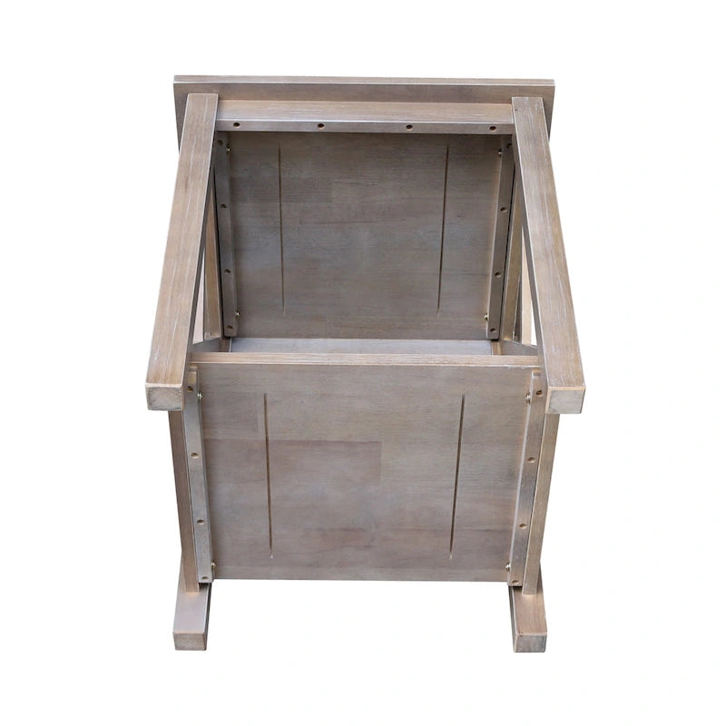 Table d'appoint en bois massif avec étagère – Non finie / Gris taupe délavé / Blanc / Expresso, 1 pièce