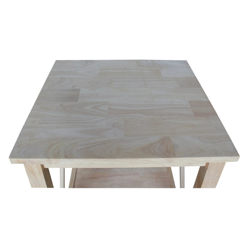 Table d'appoint en bois massif avec étagère – Non finie / Gris taupe délavé / Blanc / Expresso, 1 pièce