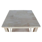 Table d'appoint en bois massif avec étagère – Non finie / Gris taupe délavé / Blanc / Expresso, 1 pièce