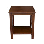 Table d'appoint en bois massif avec étagère – Non finie / Gris taupe délavé / Blanc / Expresso, 1 pièce