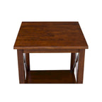 Table d'appoint en bois massif avec étagère – Non finie / Gris taupe délavé / Blanc / Expresso, 1 pièce