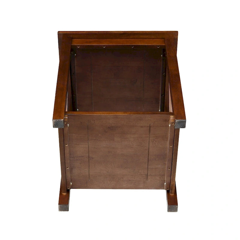 Table d'appoint en bois massif avec étagère – Non finie / Gris taupe délavé / Blanc / Expresso, 1 pièce