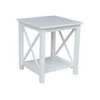 Table d'appoint en bois massif avec étagère – Non finie / Gris taupe délavé / Blanc / Expresso, 1 pièce