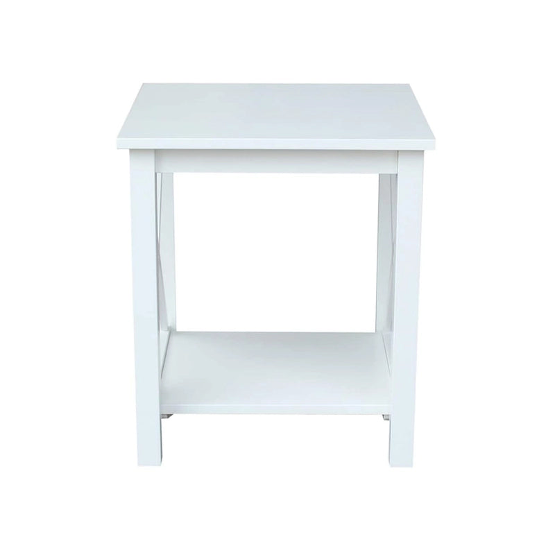 Table d'appoint en bois massif avec étagère – Non finie / Gris taupe délavé / Blanc / Expresso, 1 pièce
