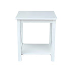 Table d'appoint en bois massif avec étagère – Non finie / Gris taupe délavé / Blanc / Expresso, 1 pièce